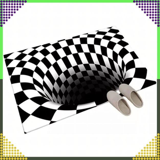 Chodnik Dywanik Mata Wycieraczka z Efektem 3D Iluzja Biała Dziura 50x80cm 5