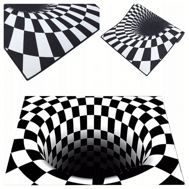 Kilimas, Padėklas, Durų Kilimėlis su 3D Efektu, Iliuzija, Balta Skylė, 50x80cm