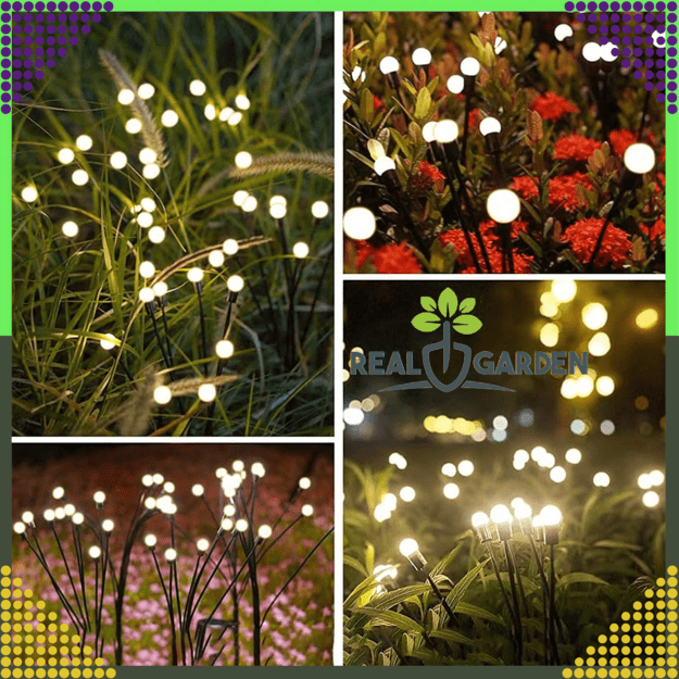 „Firefly“ saulės lempos, 2 dalys, 6 LED, prieblandos jutiklis, sodo lempa
