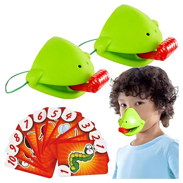 SKILL GAME FAST TONGUE FROG CATCH INSECT WORM SET FOR 2 PLAYERS