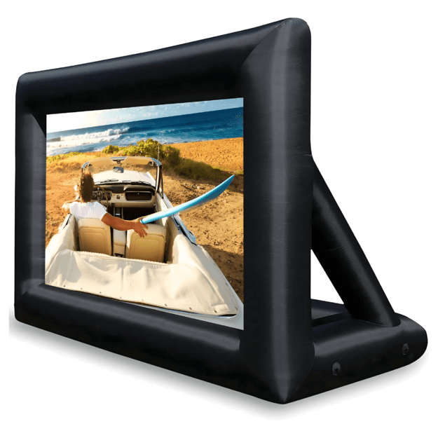 Didelis pripučiamas kino projektoriaus ekranas su pūstuvu