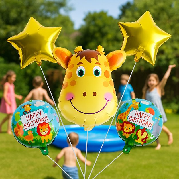 Zestaw Balonów Urodzinowych Żyrafa Zwierzęta na Urodziny Przyjęcia 5 szt 8