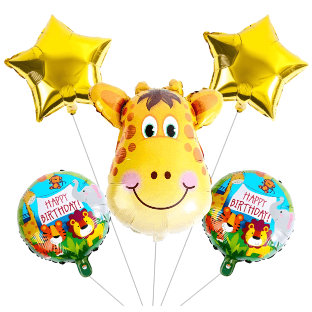 Giraffe Birthday Balloons Set Animals for Birthdays, Parties, 5 pcs
