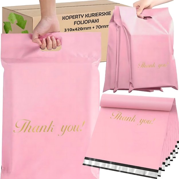 KURJERIO POLIMAIŠELIAI SU RANKENA ROŽINIAI 310x420+70cm 50vnt. AČIŪ