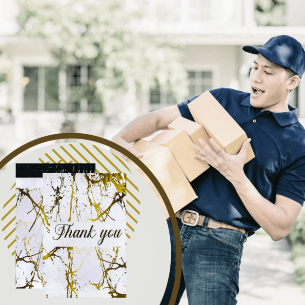 FOLIOPAKI KURIERSKIE MOCNE 255x370 ZŁOTY MARMUR THANK YOU 50szt 9