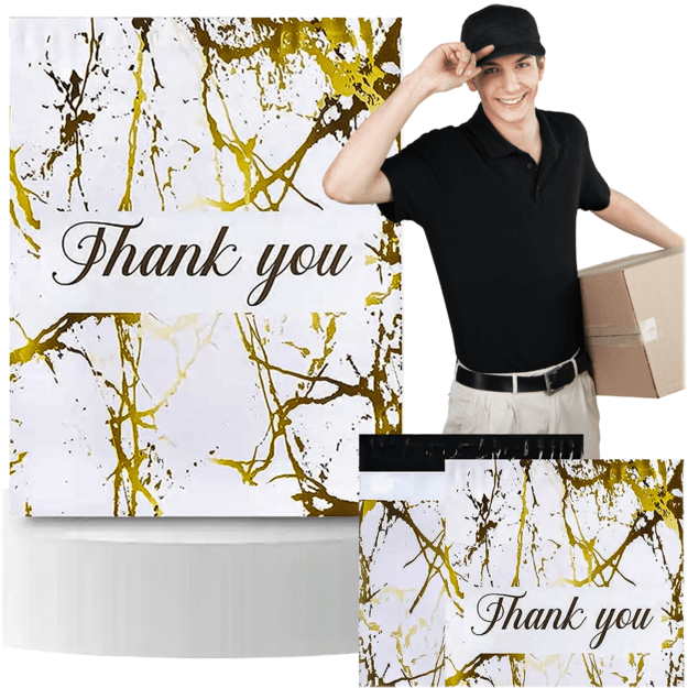 FOLIOPAKI KURIERSKIE MOCNE 255x370 ZŁOTY MARMUR THANK YOU 50szt 1