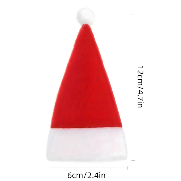 12x Ziemassvētku galda piederumu maciņi, Ziemassvētku vāciņi, Ziemassvētku vecīša cepure