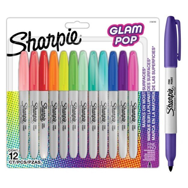 Sharpie - Permanent Marker Fine Glam Pop 12-Blister (2198780)
