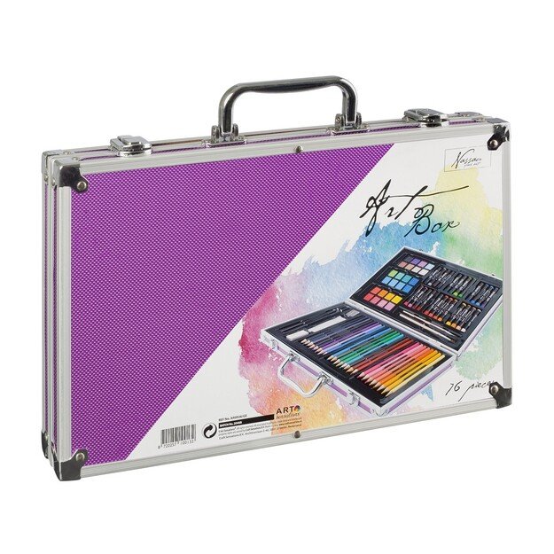 Nassau - Art set 79 pcs in metal box, purple - 36x23cm - (K-AR0926/GE)