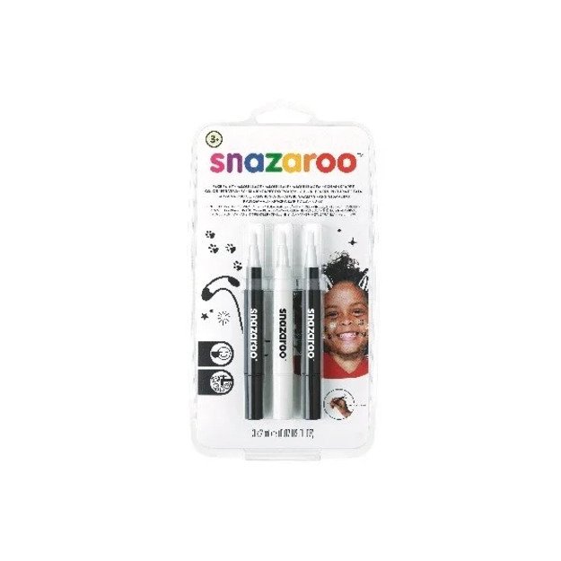Snazaroo - Make-up color brush paint - black/white/black (3 pcs) (791066)