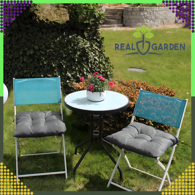 Sodo pagalvėlė foteliui, dygsniuota, surišta dirželiais, 40 x 40 cm