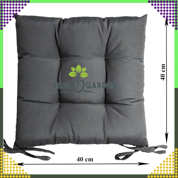 Sodo pagalvėlė foteliui, dygsniuota, surišta dirželiais, 40 x 40 cm