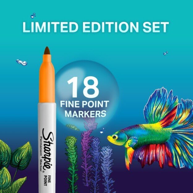 Sharpie - Permanent Marker Fine BTS Assorted Colours 18-Blister (2201230)