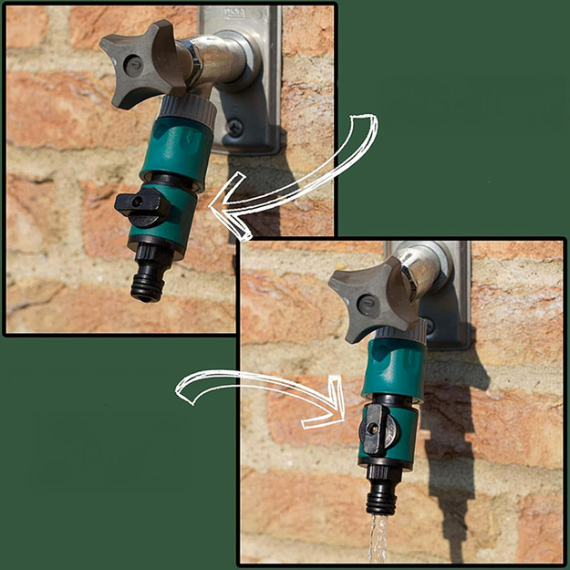 Ātrā savienotāja dārza šļūtenes savienotājs ar vārsta nipeli