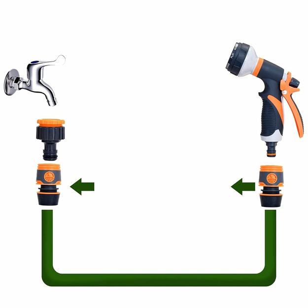 Dārza šļūtenes jaucējkrāna savienotāju komplekts dārza apūdeņošanas savienotājiem 1/2 3/4