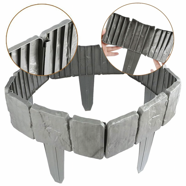 Sodo palisadas, vejos apvadas, sodo akmuo, skaldytas, pilkas, 250 cm