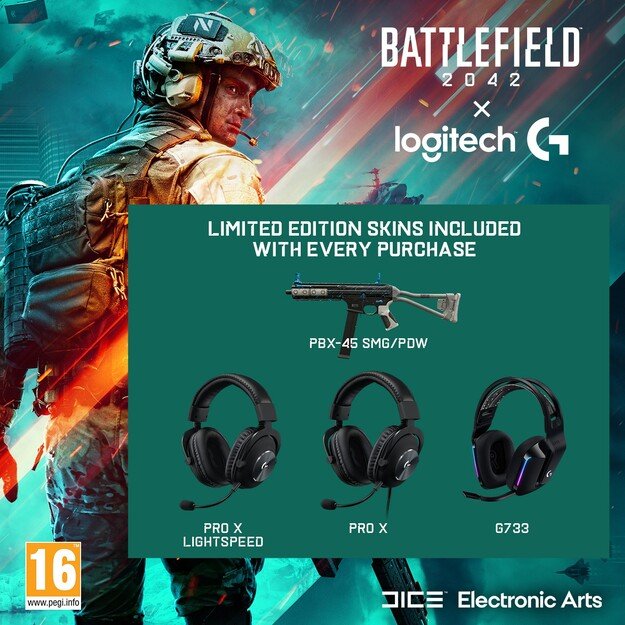 Logitech - PRO X Wireless LIGHTSPEED Gaming Headset +Battlefield PC SKIN bundle 3