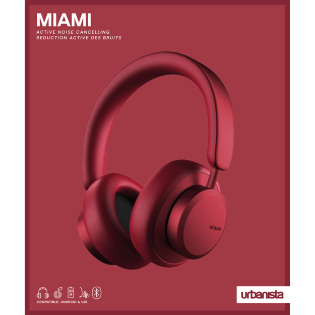 Urbanista - Miami Ruby Red Wireless ANC Headphones 5
