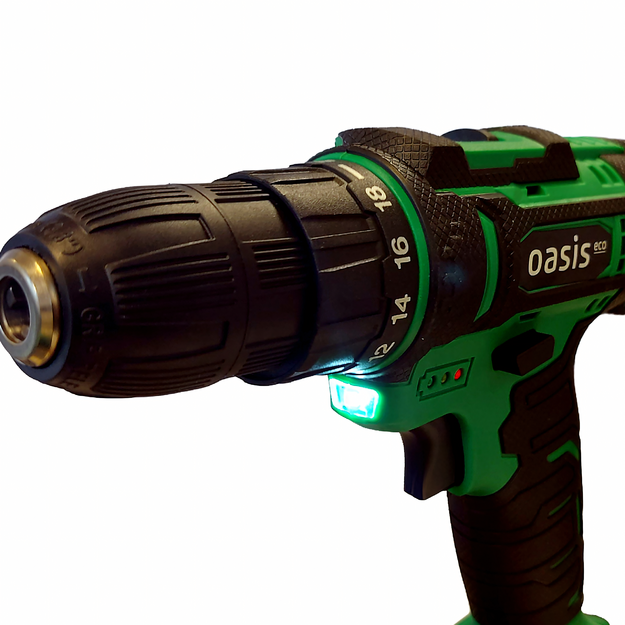 Akumuliatorinis atsuktuvas su LED lempute ir atsuktuvų komplektas, dėklas, 2 x 18 V 1,5 Ah baterijos