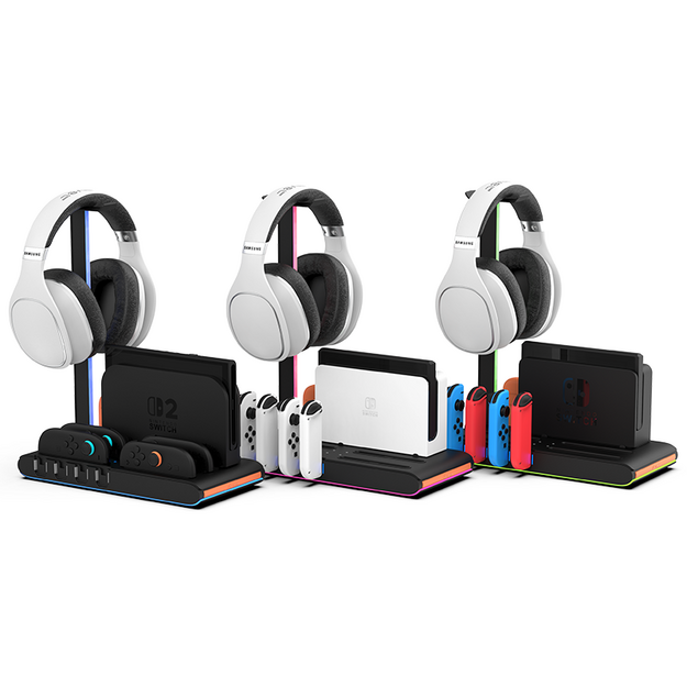 iMP Tech - DLX2 LED Multi-Function Charge Stand for Switch 2, Switch and OLED - Black