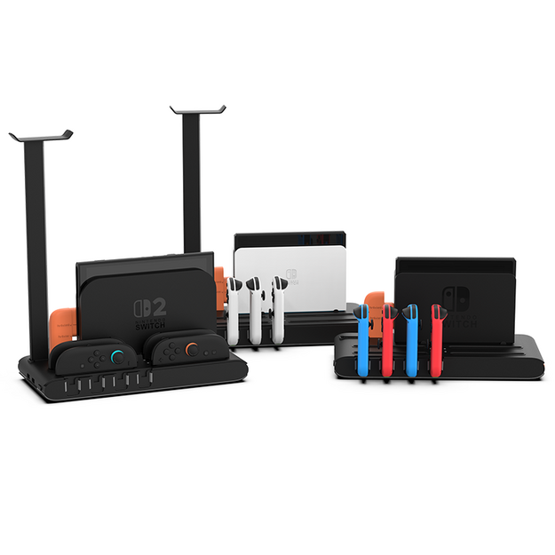 iMP Tech - DLX2 LED Multi-Function Charge Stand for Switch 2, Switch and OLED - Black