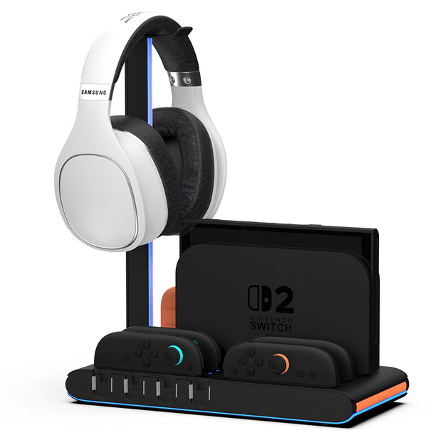 iMP Tech - DLX2 LED Multi-Function Charge Stand for Switch 2, Switch and OLED - Black