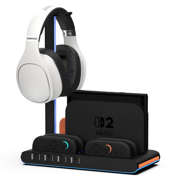 iMP Tech - DLX2 LED Multi-Function Charge Stand for Switch 2, Switch and OLED - Black