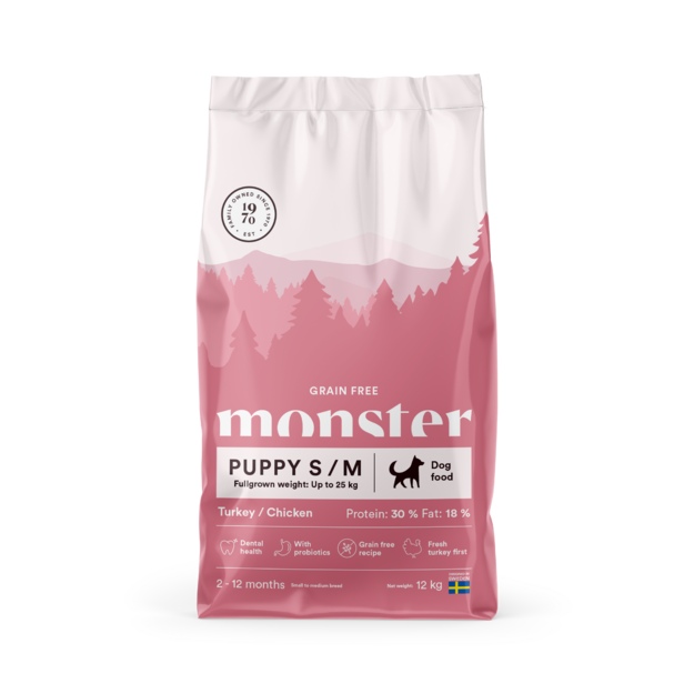 Monster Pet Food - Dog Grain Free Puppy S/M - Turkey/Chicken - 12 kg