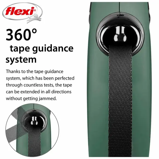 Flexi - Koppel New Classic - L - 5m Band - Olive - Max 50kg