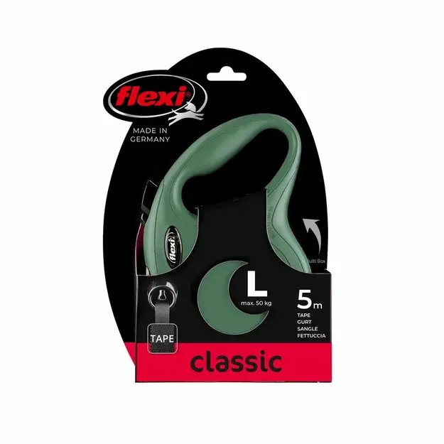 Flexi - Koppel New Classic - L - 5m Band - Olive - Max 50kg