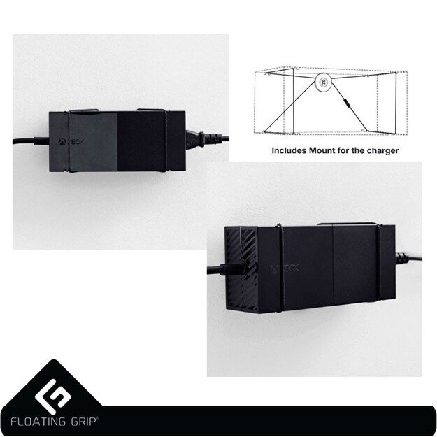 Floating Grip Xbox One and Controller Wall Mounts - Bundle (Black)