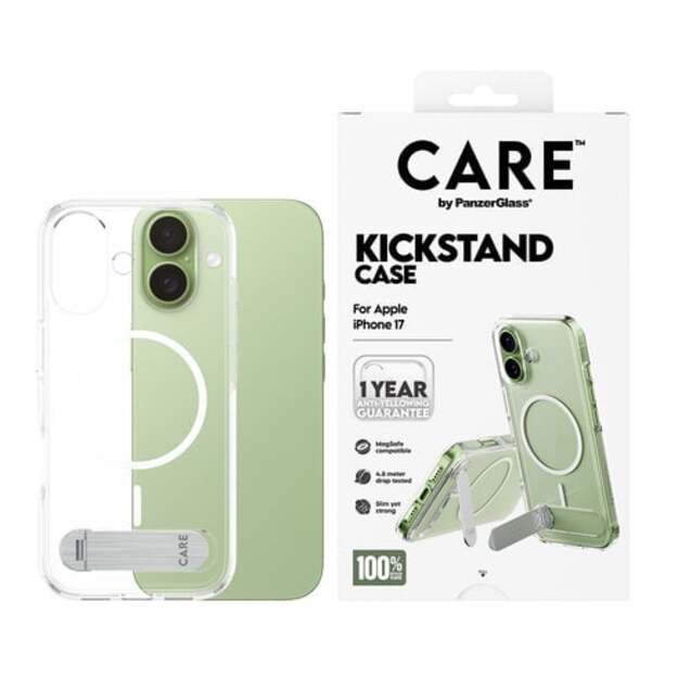 PanzerGlass - CARE Feature Case Transparent w. Kickstand & MagSafe - iPhone 17