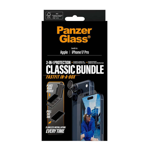 PanzerGlass - 2-in-1 Classic Bundle - iPhone 17 Pro - w. FASTFIT IN-A-BOX