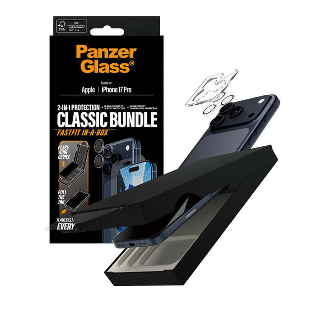 PanzerGlass - 2-in-1 Classic Bundle - iPhone 17 Pro - w. FASTFIT IN-A-BOX
