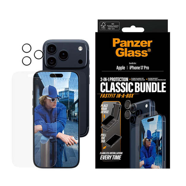 PanzerGlass - 2-in-1 Classic Bundle - iPhone 17 Pro - w. FASTFIT IN-A-BOX