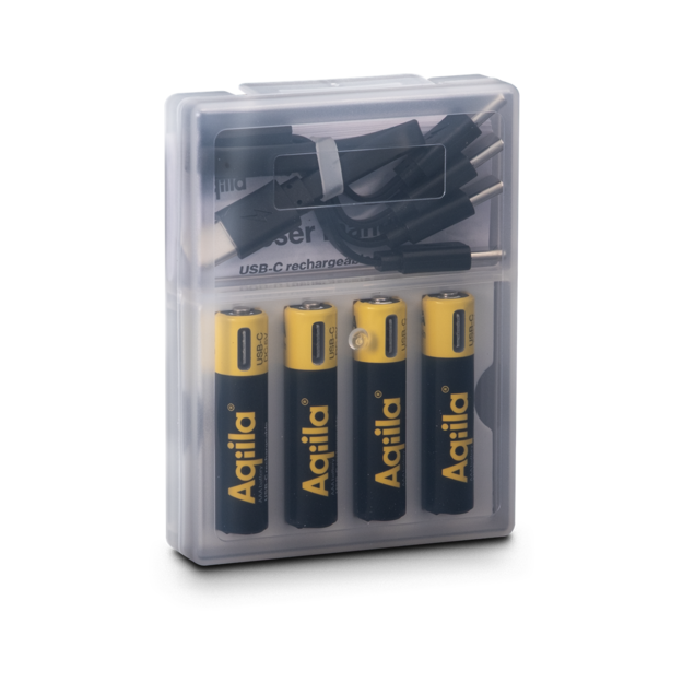 Aqiila - USB-C Rechargeable Battery - Size AAA - 600 mAh - 4 pack