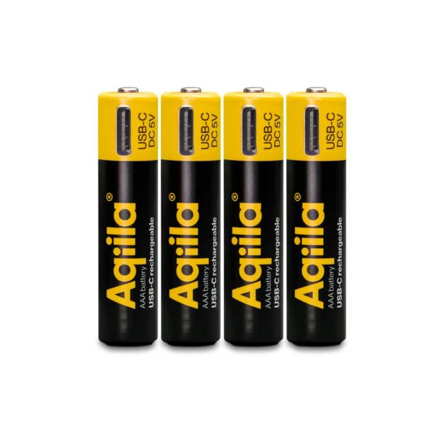 Aqiila - USB-C Rechargeable Battery - Size AAA - 600 mAh - 4 pack