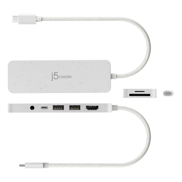 J5create - Eco-Friendly USB-C Multi-Port Hub With Power Delivery - White