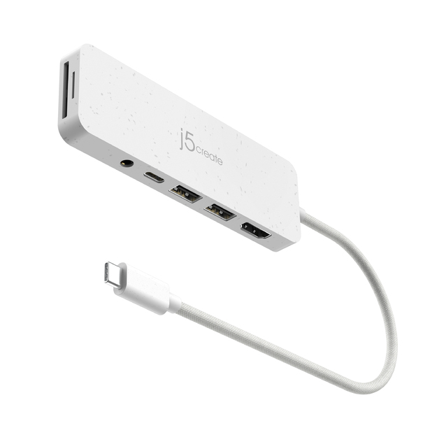 J5create - Eco-Friendly USB-C Multi-Port Hub With Power Delivery - White