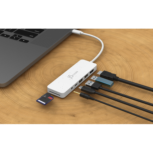 J5create - Eco-Friendly USB-C Multi-Port Hub With Power Delivery - White