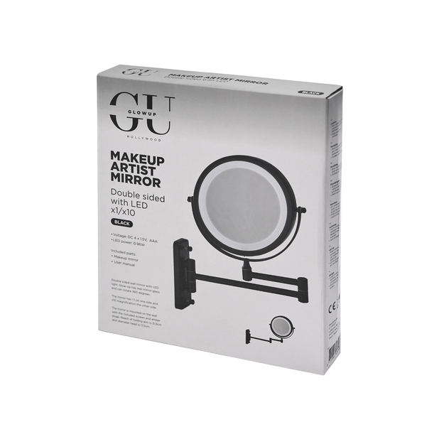 Glow Up - Makeup Artist Mirror - Double Sided w. LED - Black