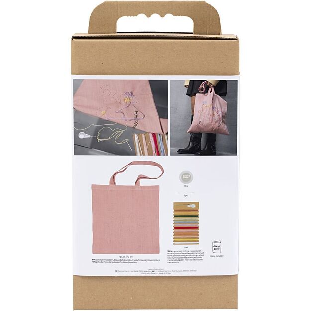 Craft Kit Embroidery - Tote bag - soft rose (977861)