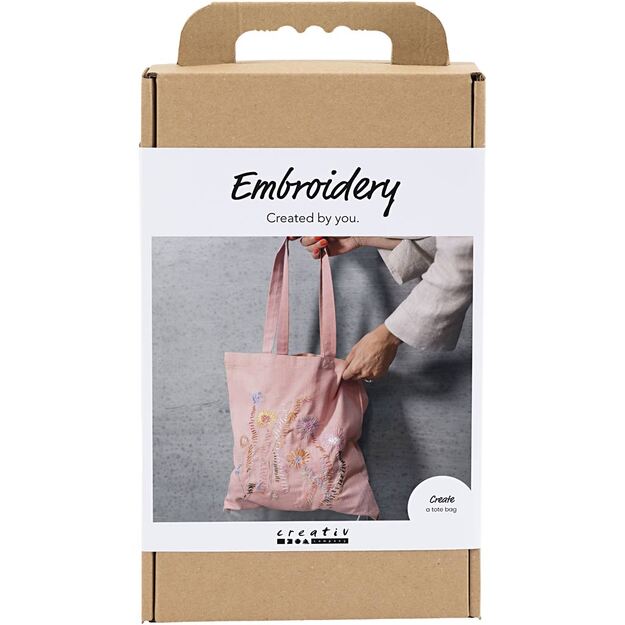 Craft Kit Embroidery - Tote bag - soft rose (977861)