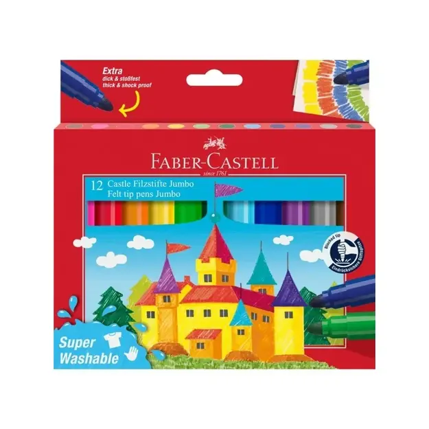 Faber-Castell - Felt-tip pen Jumbo - 12 pcs, super washable (154311)