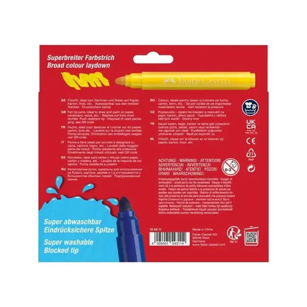 Faber-Castell - Felt-tip pen Jumbo - 12 pcs, super washable (154311)