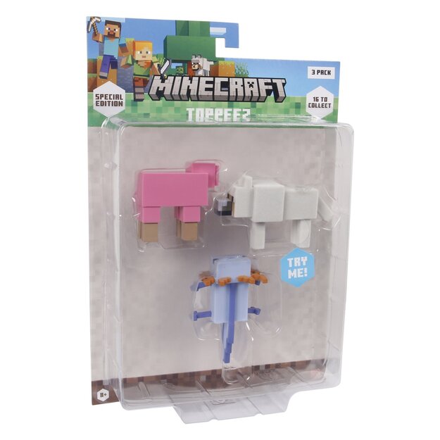Minecraft - 3D Special Edition Figure 3 pack Blister - Sheep, Wolf & Axolotl