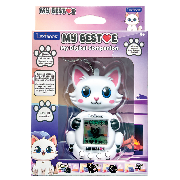 Lexibook - My Best-E® 2 Cats console with LCD screen and keychain attachment (JLMBCAT)