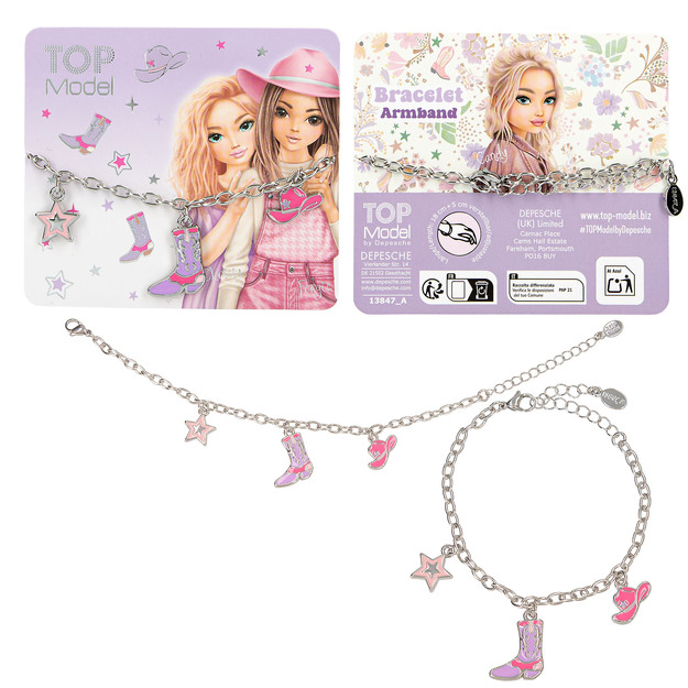 TOPModel - Bracelet with Charms - Cowgirl - Adjustable Length 18 cm + 5 cm Extension (413847)