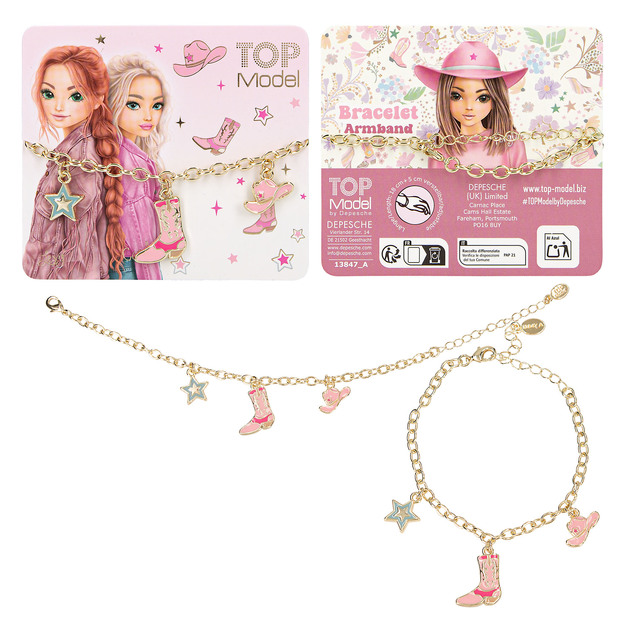 TOPModel - Bracelet with Charms - Cowgirl - Adjustable Length 18 cm + 5 cm Extension (413847)