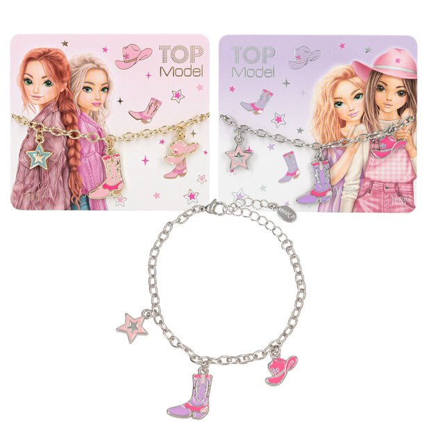 TOPModel - Bracelet with Charms - Cowgirl - Adjustable Length 18 cm + 5 cm Extension (413847)